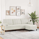 3-personers sofa med fodskammel 210 cm velour cremefarvet