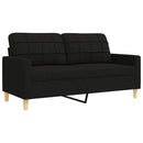 sofasæt 4 dele med fodskammel og pyntepuder stof sort