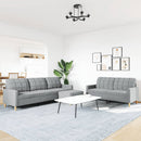 sofasæt 3 dele med fodskammel stof lysegrå