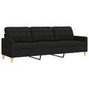 sofasæt 3 dele med fodskammel stof sort