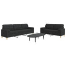 sofasæt 2 dele med pyntepuder stof sort