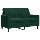 sofasæt 3 dele med hynder velour mørkegrøn
