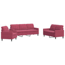 sofasæt 2 dele med hynder velour vinrød