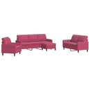 sofasæt 4 dele med hynder velour vinrød