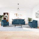 sofasæt 3 dele med hynder og bolsterpuder velour blå