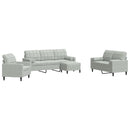 sofasæt 4 dele med hynder og bolsterpuder velour lysegrå
