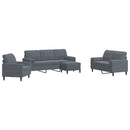 sofasæt 4 dele med hynder og bolsterpuder velour mørkegrå