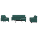 sofasæt 4 dele med hynder og bolsterpuder velour mørkegrøn
