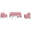 sofasæt 4 dele med hynder og bolsterpuder velour lyserød