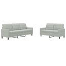 sofasæt 2 dele med hynder velour lysegrå