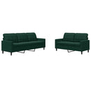 sofasæt 2 dele med hynder velour mørkegrøn