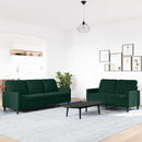 sofasæt 2 dele med hynder velour mørkegrøn