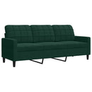 sofasæt 2 dele med hynder velour mørkegrøn