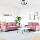 sofasæt 2 dele med hynder velour lyserød