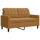 sofasæt 2 dele med hynder velour brun