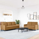 sofasæt 2 dele med hynder velour brun