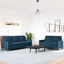 sofasæt 2 dele med hynder velour blå