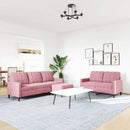 sofasæt 3 dele med hynder velour lyserød