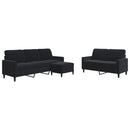 sofasæt 3 dele med hynder velour sort