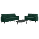 sofasæt 2 dele med hynder og bolsterpuder velour mørkegrøn