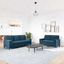 sofasæt 2 dele med hynder og bolsterpuder velour blå