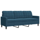 sofasæt 2 dele med hynder og bolsterpuder velour blå