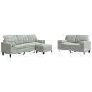 sofasæt 3 dele med hynder og bolsterpuder velour lysegrå