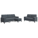 sofasæt 3 dele med hynder og bolsterpuder velour mørkegrå
