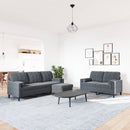 sofasæt 3 dele med hynder og bolsterpuder velour mørkegrå