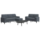 sofasæt 3 dele med hynder og bolsterpuder velour mørkegrå