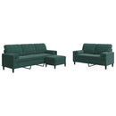 sofasæt 3 dele med hynder og bolsterpuder velour mørkegrøn