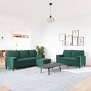 sofasæt 3 dele med hynder og bolsterpuder velour mørkegrøn