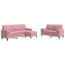 sofasæt 3 dele med hynder og bolsterpuder velour lyserød
