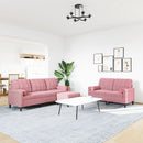 sofasæt 3 dele med hynder og bolsterpuder velour lyserød