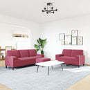 sofasæt 2 dele med hynder og bolsterpuder velour vinrød