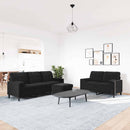 sofasæt 3 dele med hynder og bolsterpuder velour sort