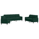 sofasæt 3 dele med hynder velour mørkegrøn