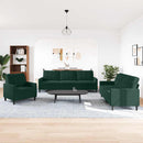 sofasæt 3 dele med hynder velour mørkegrøn