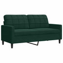 sofasæt 3 dele med hynder velour mørkegrøn