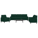 sofasæt 3 dele med hynder velour mørkegrøn