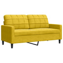 sofasæt 3 dele med hynder velour gul