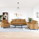sofasæt 3 dele med hynder velour brun