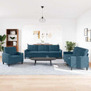 sofasæt 3 dele med hynder velour blå