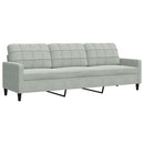 sofasæt 4 dele med hynder velour lysegrå