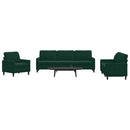 sofasæt 4 dele med hynder velour mørkegrøn