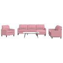 sofasæt 4 dele med hynder velour lyserød