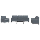 sofasæt 3 dele med hynder og bolsterpuder velour mørkegrå