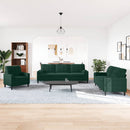 sofasæt 3 dele med hynder og bolsterpuder velour mørkegrøn