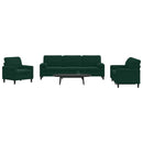 sofasæt 3 dele med hynder og bolsterpuder velour mørkegrøn