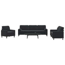 sofasæt 3 dele med hynder og bolsterpuder velour sort